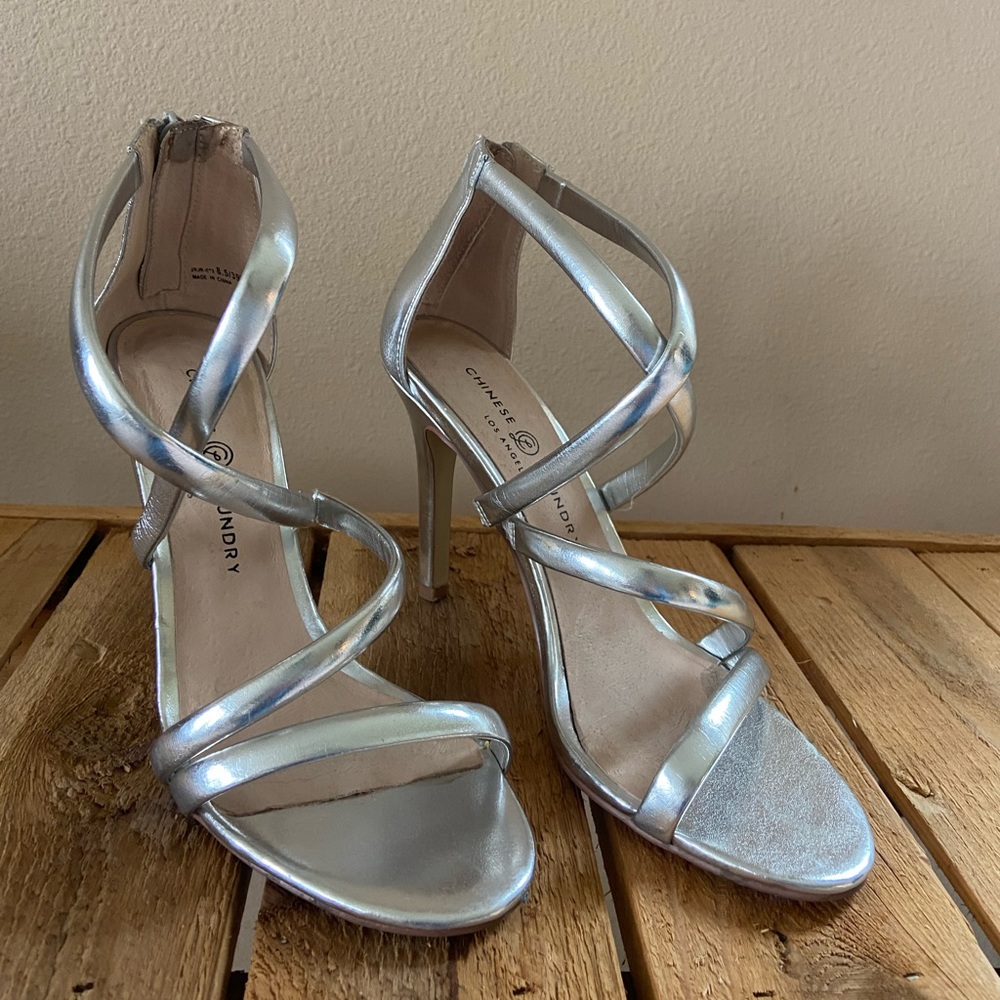 Chinese Laundry Strappy Silver Jillian Heels